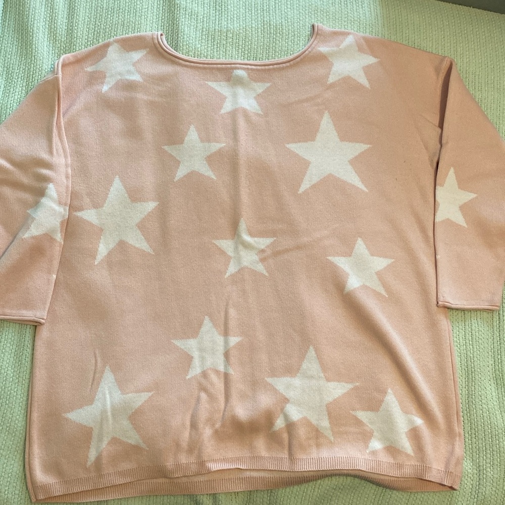 Relativity Pink and White Star Sweater Women’s Size XL